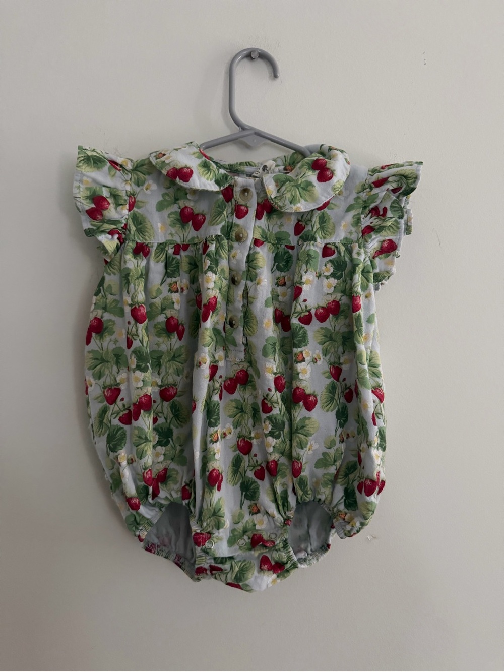 Kate Quinn Strawberry Bubble Romper 18-24 Months Cotton Peter Pan Collar - Picture 1 of 3